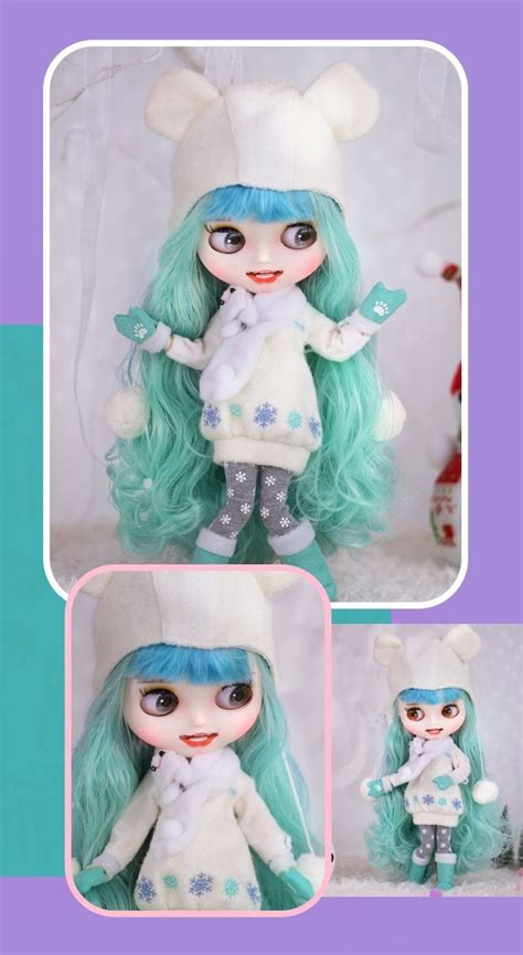 Violet Premium Custom Neo Blythe Doll With Green Hair White Skin