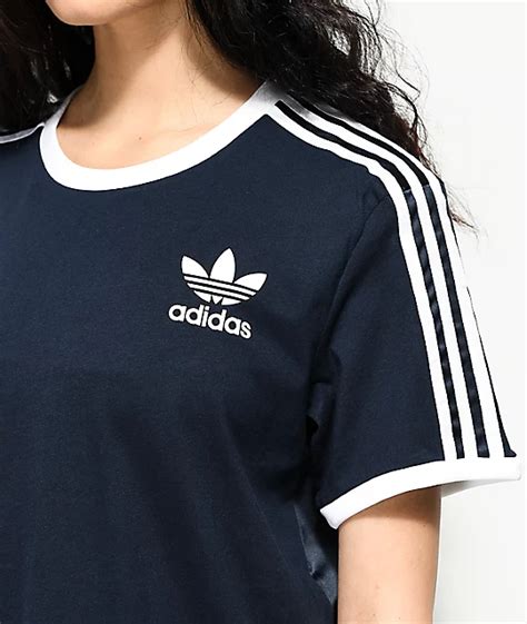 Adidas 3 Stripe Dark Blue T Shirt Zumiez