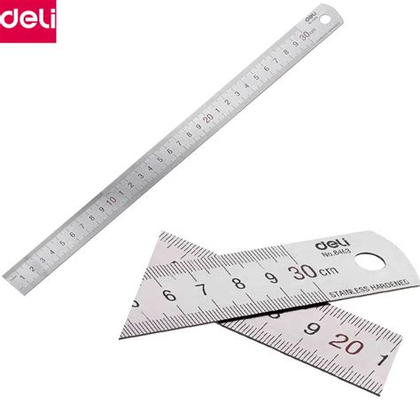 Deli Metal Ruler 30cm 50cm Stainless Steel Straight Ruler Measuring Scale Ruler Art Accessories ...