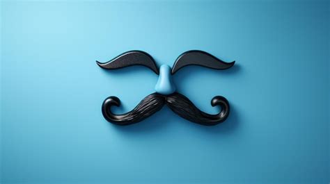 Premium Photo Black Moustache On Blue Background