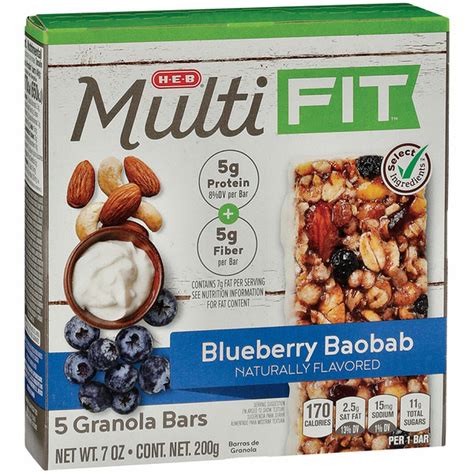 H E B Select Ingredients Multi Fit Blueberry Baobab Granola Bars 5 Ct Delivery Or Pickup Near