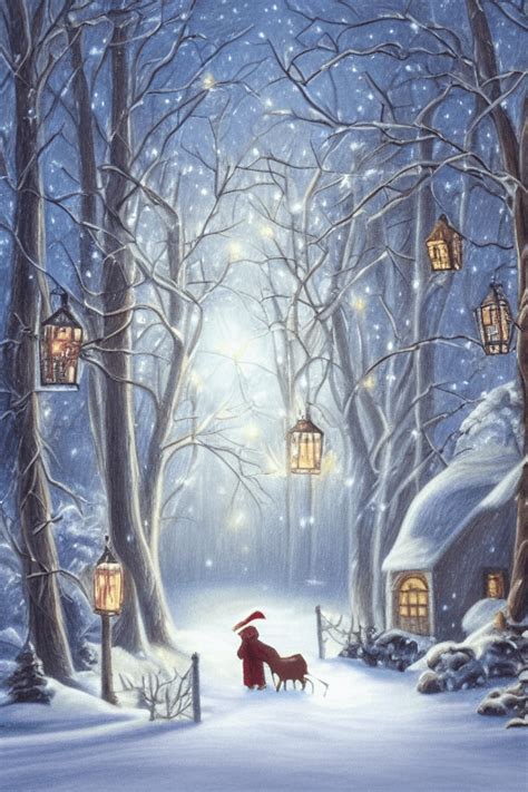 A Realistic Drawing of a Beautiful Magical Mystical Christmas Scene in ...