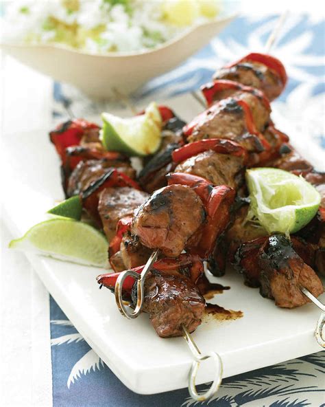 Pacific Pork Kebabs With Pineapple Rice Recipe Martha Stewart