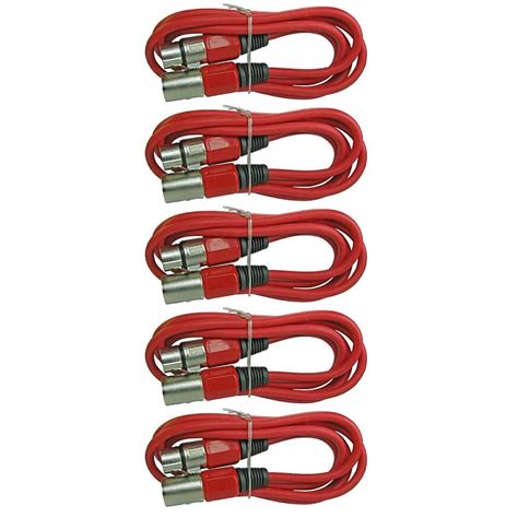 5 Red 3 Ft Foot Xlr Pin Male To Female Mic Microphone Reverb