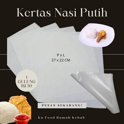 Jual Kertas Nasi Laminasi 1Gulung Isi 50Lembar Kertas Pembungkus Nasi