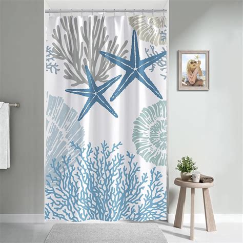 Small Stall Shower Curtain 36 X 72 Narrow Half Nautical Coastal Fabric