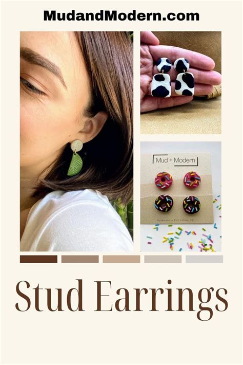 Handmade Polymer Clay Stud Earrings Stud Earrings Unique Statement