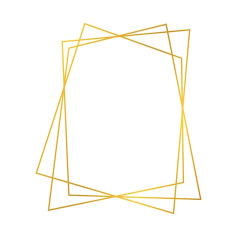 Gold Geometric Polygonal Frame With Shining Effects Isolated On White