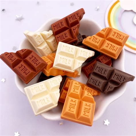 Stuks Hars Kawaii Simulatie Melk Chocolade Plaksteen Cabochon Snoep