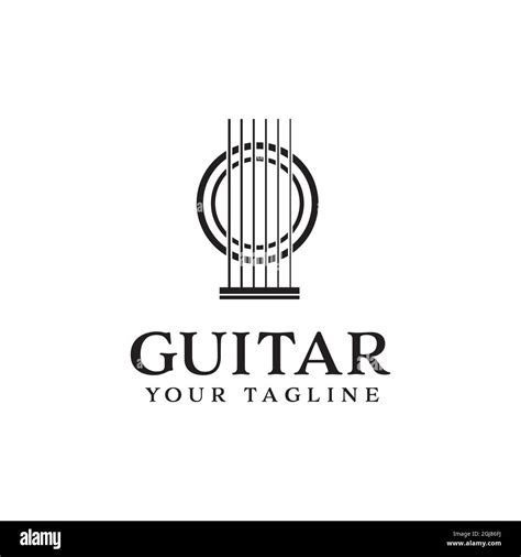 Abstract Guitar Logo Isolated On White Background Vector Design Stock