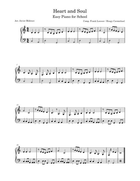 Heart And Soul Easy Piano For School Sheet Music For Piano Solo