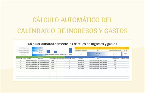 Plantilla De Excel C Lculo Autom Tico Del Calendario De Ingresos Y