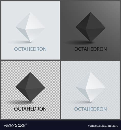 Octahedron three-dimensional shape plane faces set