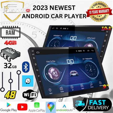 ETTRO Car Stereo Android Player 4GB RAM 32GB ROM 7 9 10 Inch Car