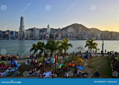 West Kowloon Skyscraper Park Sunset Editorial Photography - Image of ...