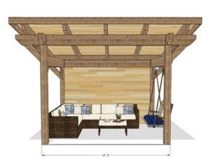 X Sloped Pergola Straight Frame Back Wall Ontario