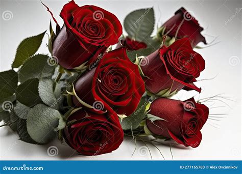 A Dozen Red Roses on a White Background for Romantic Greetings. Stock ...