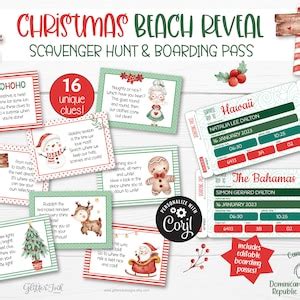 Christmas Surprise Trip Reveal Scavenger Hunt Boarding Pass Surprise