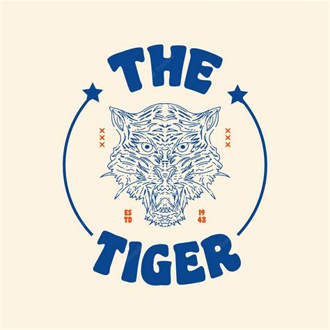 Premium Vector | Outline logo with tiger illustration vector