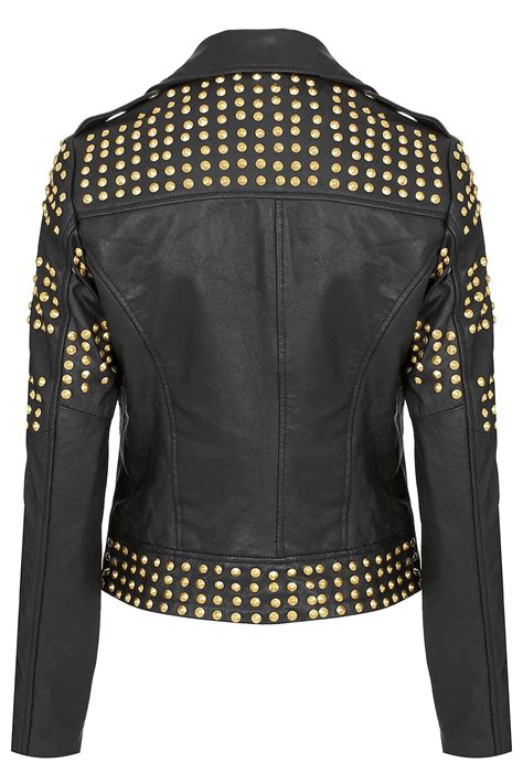 Gold Studded Leather Jacket Studded Jacket Studded Leather Jacket