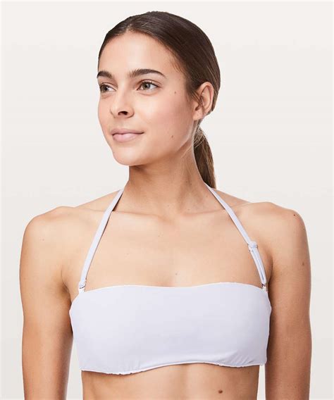 Lululemon Coastal Call Bikini Top Reversible White Silver Lilac