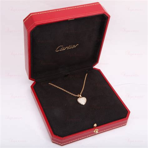 Cartier 18k Yellow Gold Diamond Heart Charm Pendant Necklace