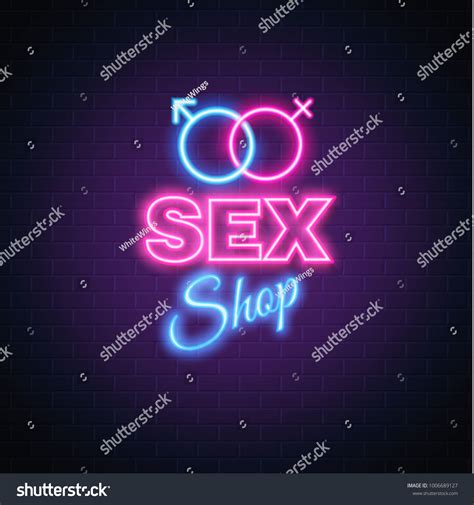 Sex Shop Neon Sign Brick Wall Stock Vector Royalty Free