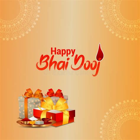 Happy Bhai Dooj Invitation Greeting Card With Creative Sweet Laddoo