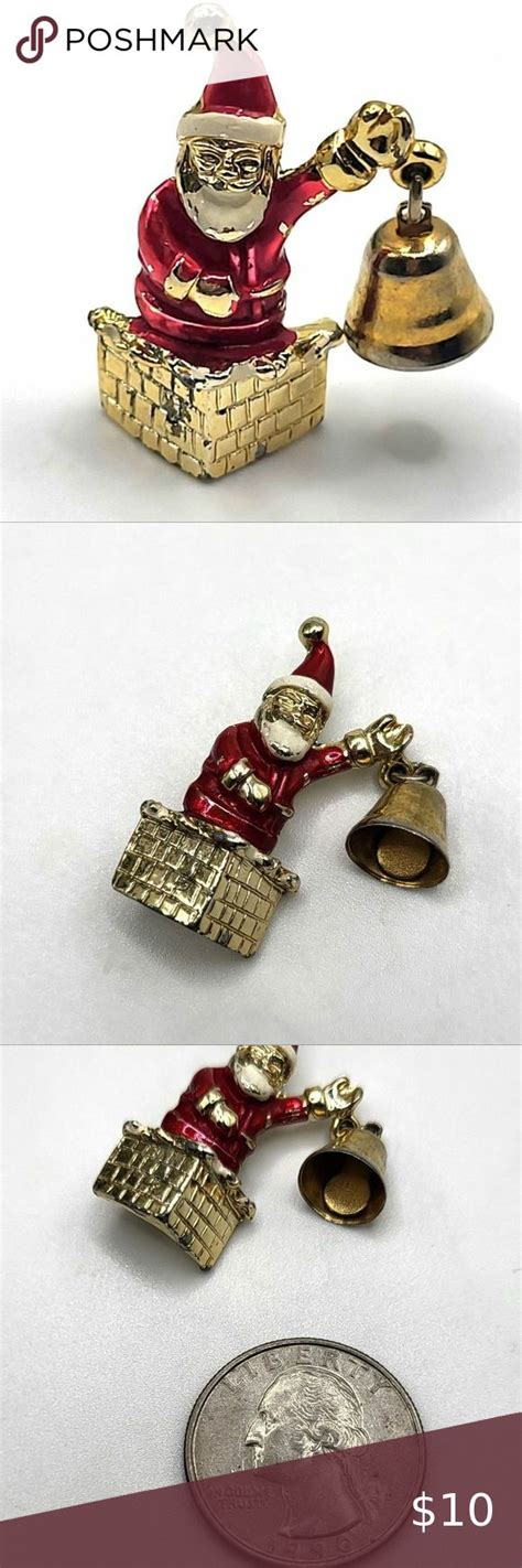 5 25 Tiny Santa Clause Chimney Enamel Brooch In 2023 Enamel Brooch