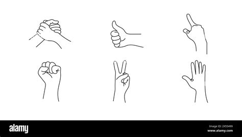 Set Of Realistic One Line Gestures Graphic Logo Design With Black Line