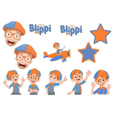 Blippi Theme Happy Birthday Party Banner Cupcake Cake Topper Decoration