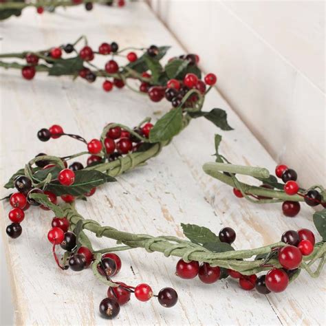 Red And Burgundy Artificial Berry And Leaf Garland Garlands Floral Supplies Craft Supplies