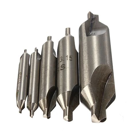 5 Pcs 60 Degree Combined Center Drills Bit Set High Speed Steel