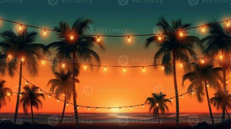 Summer Night Beach Party Background Illustration Stock Photo