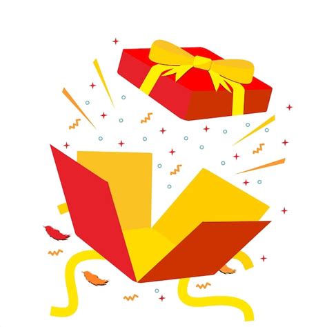 Premium Vector Open Gift Box Vector Illustration With Yellow Bow And