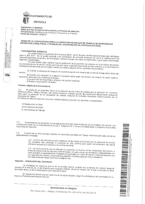 Bases Y Convocatoria Para La Creaci N De La Bolsa De Empleo De