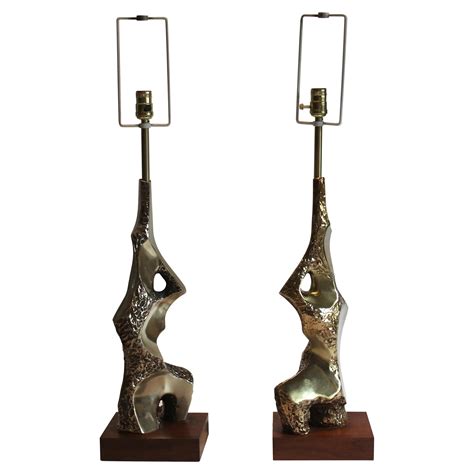 Pair Of Brutalist Table Lamps By Laurel At 1stdibs