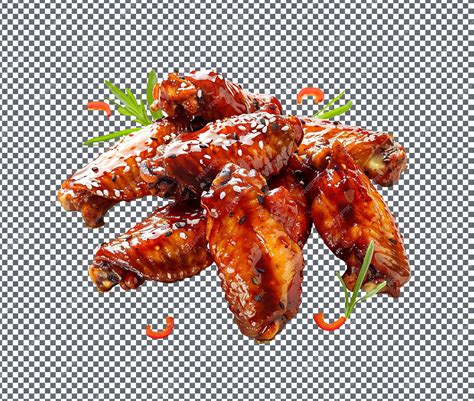 Premium Psd Spicy Spicy Honey Glazed Chicken Wings Isolated On