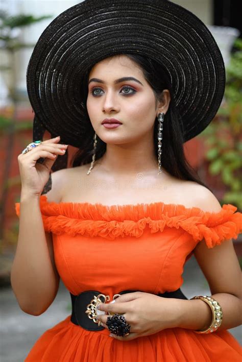 Portrait Of Young Beautiful Modern Indian Woman Wearing Western Outfit