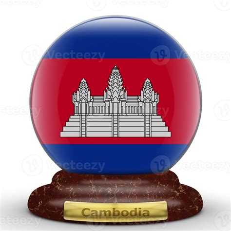 3d Flag Of Cambodia On Globe Background 18880361 Png