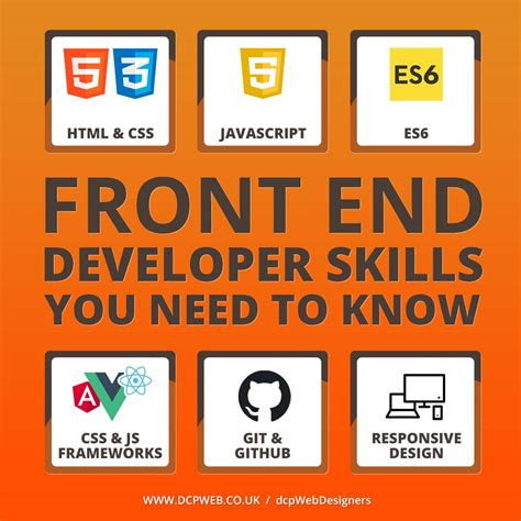 front  web developer skills     dcp