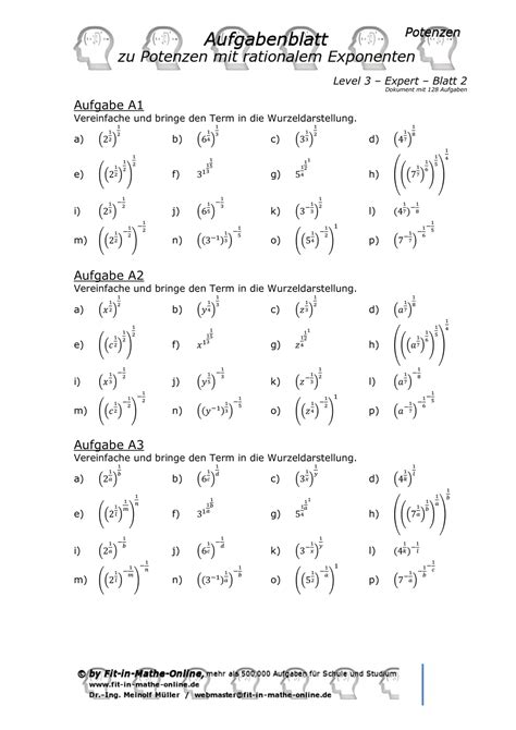 Potenzen Lernen Und Verstehen Potenzen Mit Rationalem Exponenten