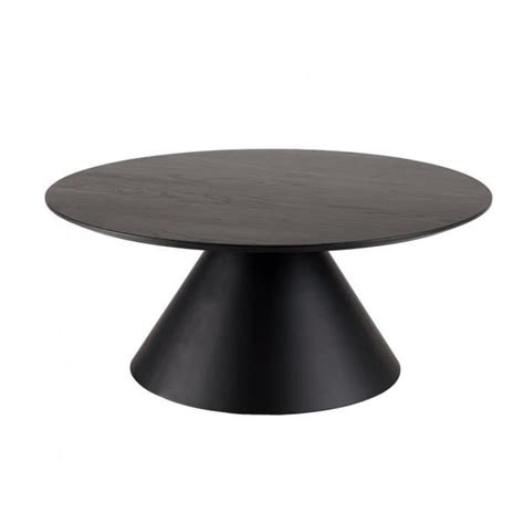 Table Basse Ronde Noire DILA 78 Cm Pieds Conique Noir Metal Inside75