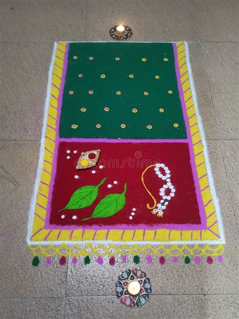 vibrant haldi kumkum rangoli traditional marathi festival art stock