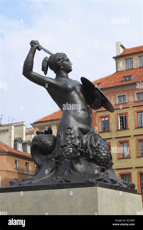 Warsaw The Syrena Mermaid Statue In The Old Town Stare Miasto Square