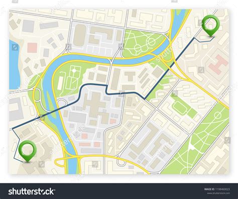 City Map Navigation Route Color Point Stock Vector Royalty Free