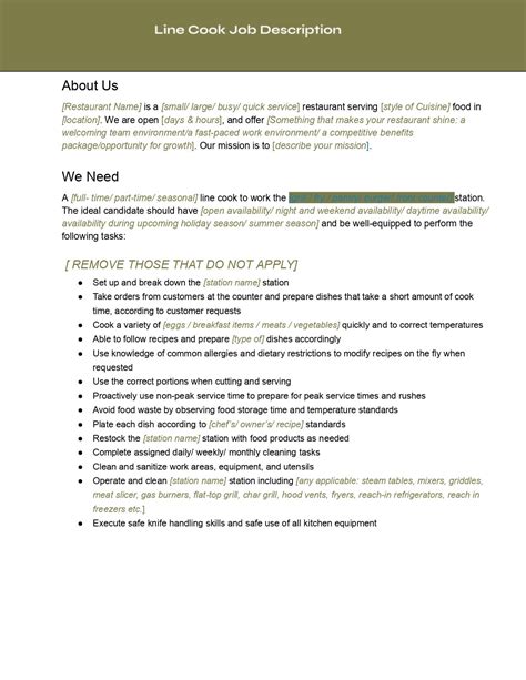 Line Cook Job Description 7 Line Cook Resume Examples [& Templates]
