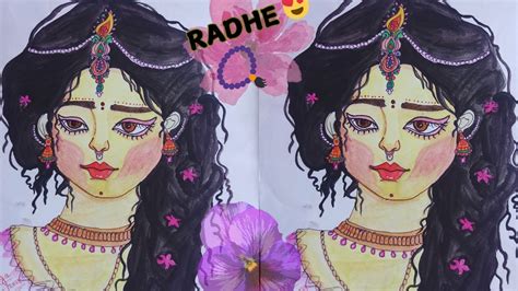 How To Draw Radha Rani Painting Illustration Very Easy To Draw Radha