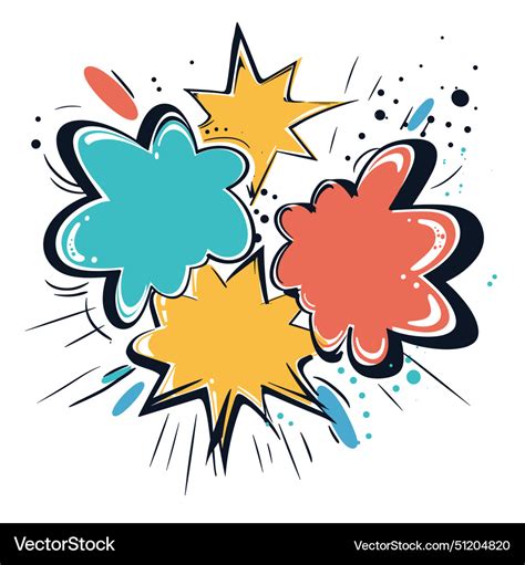 Colorful Comic Book Style Explosion Speech Bubbles