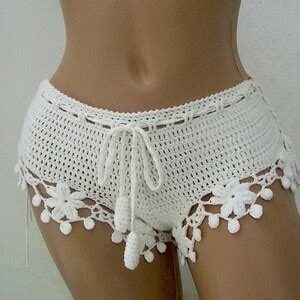 White Crochet Beach Shorts Sexy Bikini Shorts Summer Lace Etsy